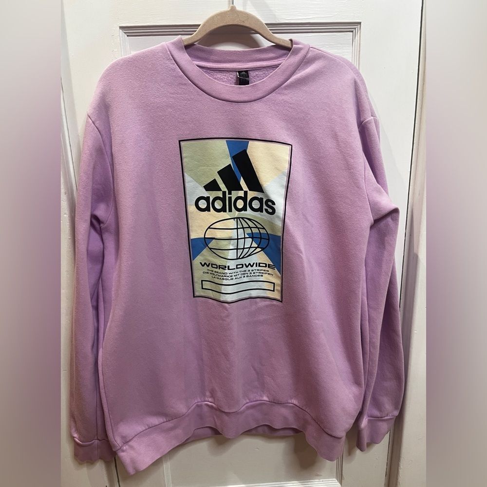 Adidas Men's Bos Box Crew Sweatshirt Logo Bliss Lilac Size L
